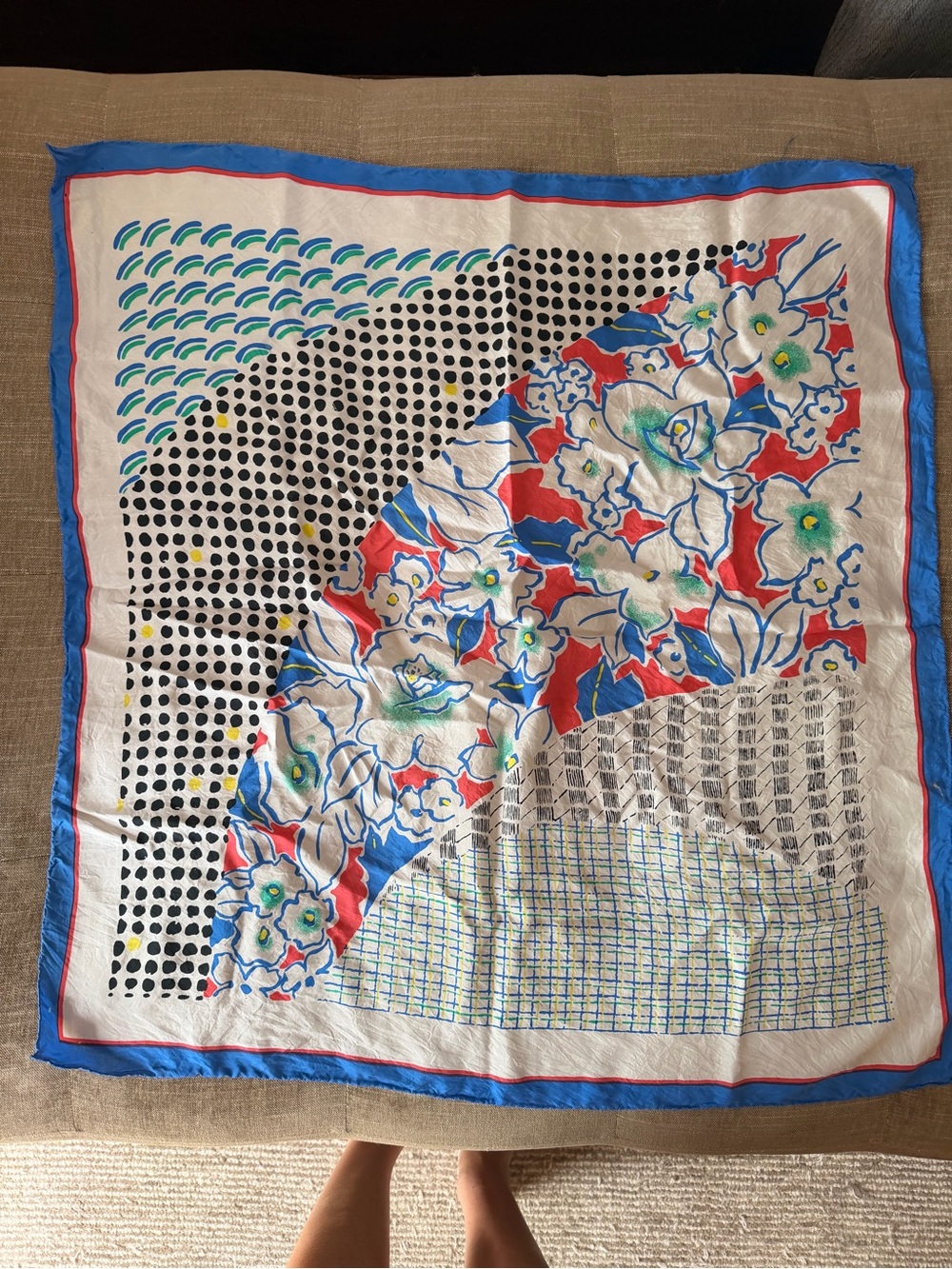 Floral Patchwork Vintage Silk Scarf